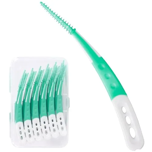 Interdentalbürsten 60 Stück,Zahnsticks,Zahnzwischenraumbürsten,Zahnreinigung Zwischenräume,Gebogene Form,für Reinigung schwer zugänglicher Zahnzwischenräume