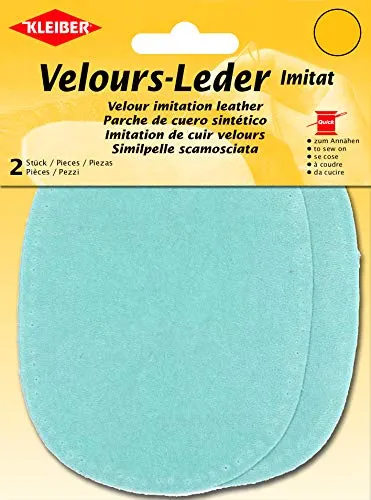 Kleiber + Co.GmbH Velour-Leder-Imitat klein, 38% Polyacryl/32% Baumwolle/30% Viskose, Blau, Mittel