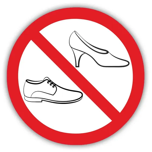 Verbots-Aufkleber Schuhe verboten Ø 20 cm