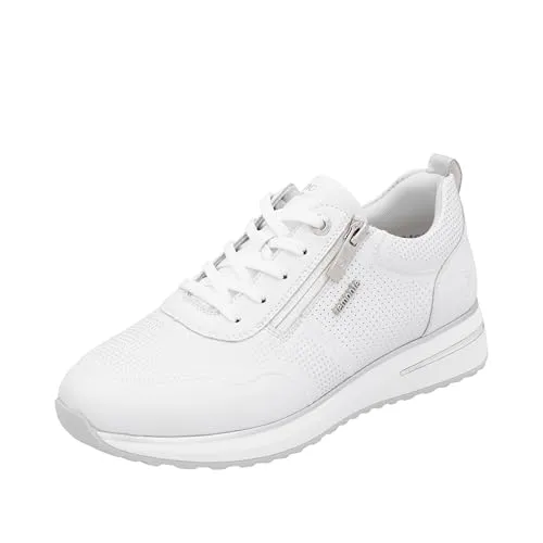 Remonte Damen D1G09 Sneaker Low, Weiss, 41 EU - Damen-Sneaker aus echtem Leder mit Lite n Soft Technologie und herausnehmbarer Einlegesohle für optimalen Komfort.