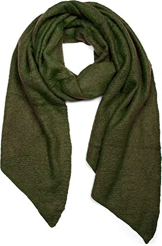 styleBREAKER Damen Schal aus weicher Viskose | einfarbiger Webschal in asymmetrischer Form | große Stola für Herbst und Winter Looks, Farbe:Oliv