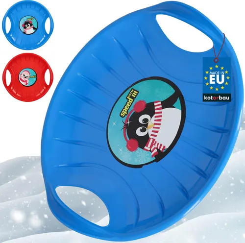 KOTARBAU® 2er Set Popo Rutscher Kinder Kunststoff Rutschteller ø 60 cm Rodelbahn Schlitten zum Rodeln im Schnee Blau & Rot