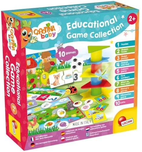 Lisciani - CAROTINA BABY - Sammlung von 10 Bildungsspielen für Kinder - Spielerisches Lernen - Spaßige und für Kleinkinder geeignete Spiele - Ab 2 Jahren