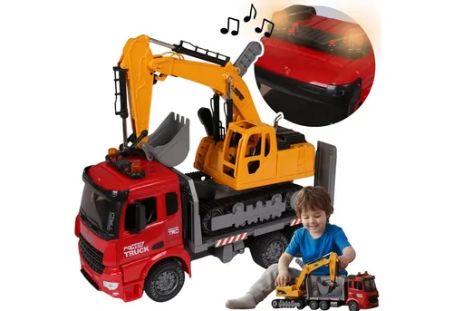 LKW mit Bagger und Licht-Klang Effekten
