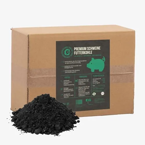 C44-Zittau Premium Futterkohle 0–3 mm für Schweine – 100% natürlicher Futtermittelzusatz für Verdauung, Stallhygiene, Geruchsbindung, Güllequalität & Klauengesundheit – Made in Germany (5L)