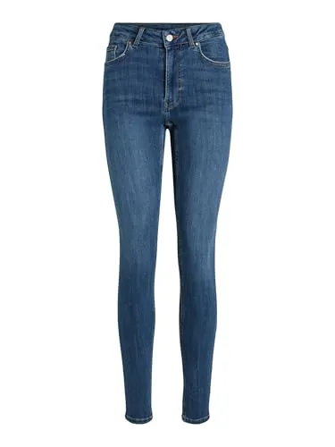 Vila Female Skinny Fit Jeans Mid Waist - Stylische Skinny Jeans mit Mid Waist, kombiniert mit Reiß- und Knopfverschluss. Ideal für einen modernen Look in jedem Outfit.