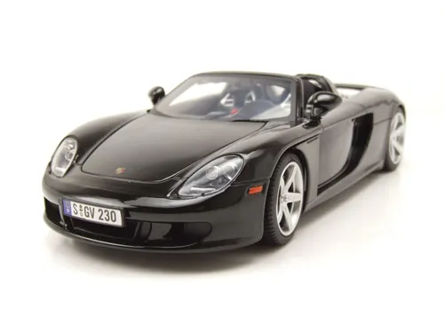 Porsche Carrera GT 2004 schwarz Modellauto 1:18 Motormax - Detailgetreues 1:18 Modellauto des Porsche Carrera GT in Schwarz. Mit beweglichen Hauben und Türen, ideal für Sammler und als dekoratives Highlight.