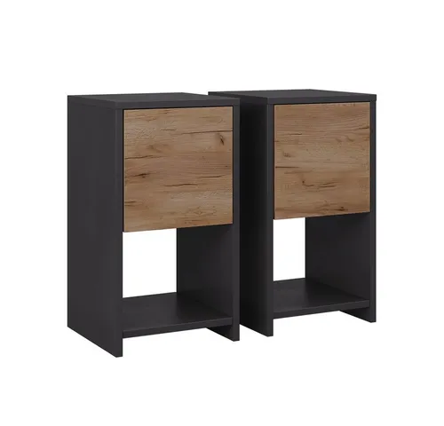 Vicco Nachtschrank Evo, Anthrazit/Goldkraft Eiche, 2er Set