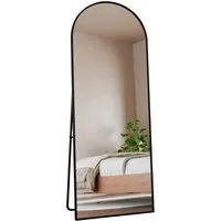 PXloue Standspiegel 162x53cm Arched mit Metallrahmen Schwarz - Eleganter Ganzkörperspiegel mit robustem Aluminiumrahmen. Ideal für jeden Raum, sorgt für klare Reflexionen und passt perfekt zu verschiedenen Einrichtungsstilen.