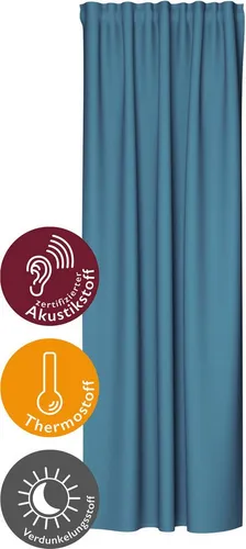 HOMING Vorhang Galdin, Verdunklungsvorhang in Petrol - Fertiggardinen, blickdicht und geräuschdämpfend, ideal für eine gemütliche Atmosphäre und optimale Lichtkontrolle.