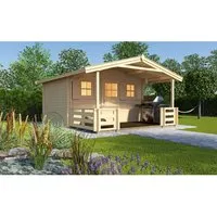 Weka Gartenhaus 110 B, Naturbelassenes Holz - Gartenhaus aus hochwertigem Holz, einfach montierbar und ideal für die stilvolle Unterbringung von Gartengeräten oder als Hobbyraum. Mit attraktiver Blockbohlenbauweise und geräumiger Veranda.