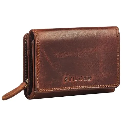 STILORD 'Bloom' Echt Leder Portemonnaie - Kompakte Damen Geldbörse mit RFID Schutz - Damen-Geldbörsen, elegante und kompakte Geldbörse aus echtem Rindsleder mit RFID Schutz, bietet Platz für 9 Karten und hat ein praktisches Münzfach.