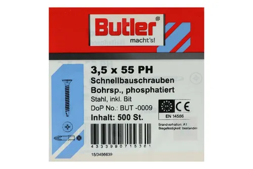 Reyher Schnellbauschraube macht's! Schnellbauschrauben inkl. Bit für Gipsplatten auf Metall, (500 St)