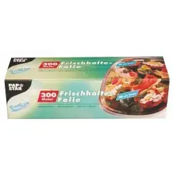 PAPSTAR Frischhaltefolie - 300 mm Breite, 300 m Großrolle, transparent und ideal für frische Lebensmittelaufbewahrung