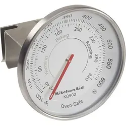 KitchenAid Einstellbares hängendes Backofenthermometer - Grillzubehör mit großem 7,5 cm Zifferblatt für einfache Ablesbarkeit und bruchfestem Hartglas, ideal für präzise Temperaturmessung von 40°C bis 320°C.