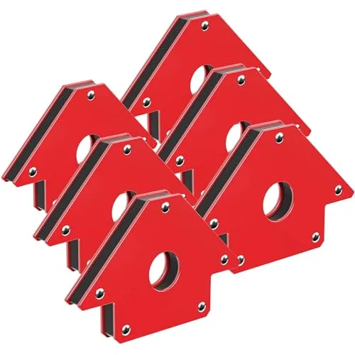 Wiltec 6x Schweißmagnet 11 kg/ 20 kg/ 32 kg, Schweißwinkel mit 45°, 90° und 135° kompakte Maße, Schweißzubehör Magnetwinkel hält Werkstücke zusammen