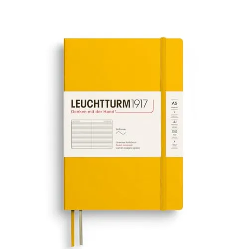 LEUCHTTURM1917 374001 Notizbuch Medium (A5), Softcover Schreibbuch, 123 nummerierte Seiten, Sunflower, liniert