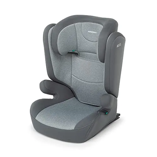 Foppapedretti Kinderautositz Time I-Size 100 bis 150 cm Höhe 3-12 Jahre ECE R129 Dualfix Befestigung (Isofix und Non) Safe Body Protection, Comfort Kid Pad, Silver