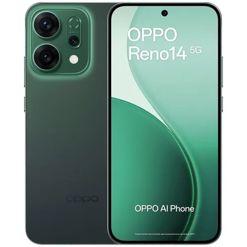 Oppo Reno14 5G Smartphone, 12GB RAM, 512GB, 50MP Triple Kamera, Grün