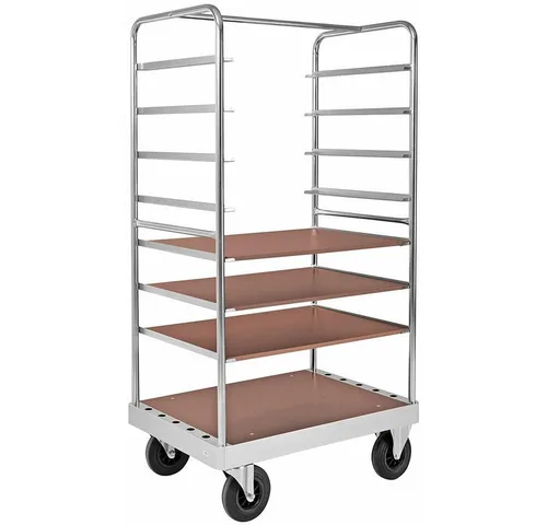 OSWALD Transportgeräte Etagenwagen mit 4 Böden - 800 kg Tragkraft - Robuster Etagenwagen mit 4 Böden, ideal für den Transport schwerer Lasten bis 800 kg. Flexibel einsetzbare Böden und hochwertige Materialien garantieren Langlebigkeit und Stabilität.