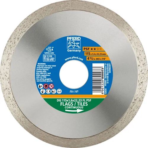 PFERD 68000011 Dg Fl Psf Diamanttrennscheibe Durchmesser 115mm Bohrungs-Ø 22.23mm 1St.