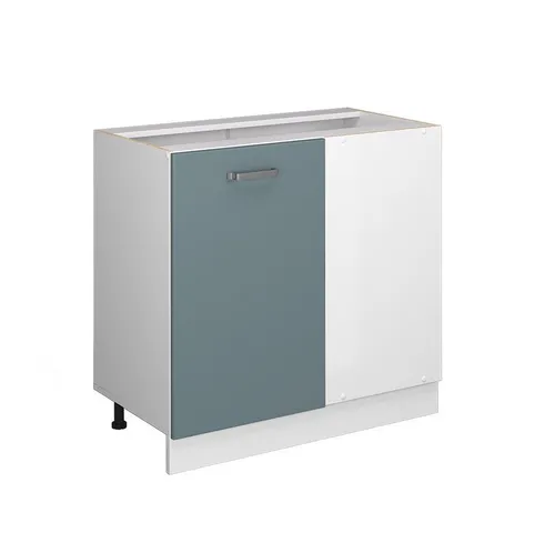 Vicco Eckunterschrank R-Line, Blau-Grau/Weiß, 86 cm ohne Arbeitsplatte