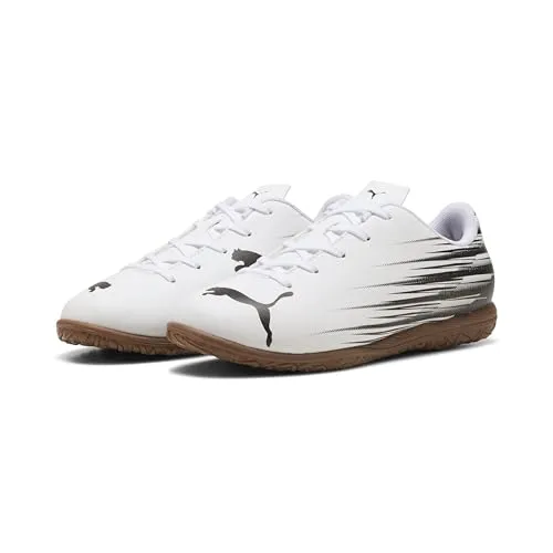 Puma Fussballschuhe ATTACANTO II IT JR Kinder Hallenschuhe 108498 02 weiss, Schuhgröße: 37.5 EU - Hallenschuhe für Kinder, ideal für Indoor-Fußball mit abriebfester Gummilaufsohle und strapazierfähigem Synthetik-Obermaterial für optimalen Komfort und Halt.