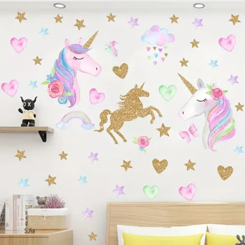 Einhorn Stern Wandsticker Abnehmbare Deko für Zuhause