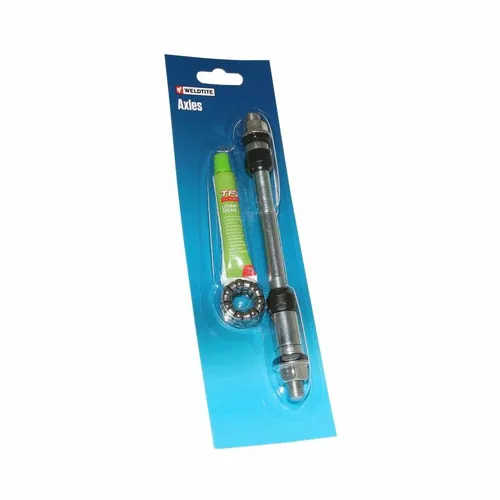 Weldtite Fahrradlenker Reparatur Achse Chromoly 10 x 175 mm - Robuste Reparatur Achse für Fahrradlenker aus Chromoly, inklusive Kugelringen und Fett für eine zuverlässige und langlebige Nutzung.