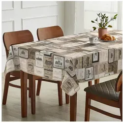 ANRO Tischdecke Stoff Digitalprint Tischtuch EasyClean ACRYL Beschichtet Tischwäsche (Einzelstück 1-tlg), auch als Gartentischdecke - ACRYL Beschichtet beige eckig | 140 cm x 120 cm