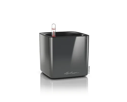 Pflanztopf Lechuza Cube Glossy Kunststoff 14 x 14 x 14 cm anthrazit inkl. Erdbew