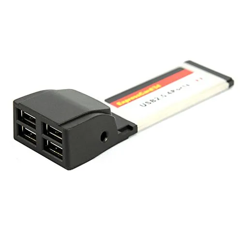 Rhombutech ExpressCard 4 Port USB 2.0 für Notebook und Laptop, ExpressCard 34/54, 480 MBit/Sek.