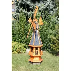 Holzdekoladen Deko-Windrad mit Solarlicht – Gartenwindmühle Weiß