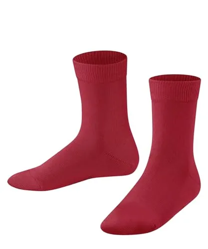 FALKE Unisex Kinder Socken Family K So nachhaltige Baumwolle einfarbig 1 Paar, Rot Lipstick 8000, 23-26