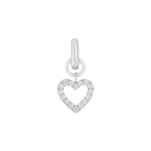Amor Charm 925 Sterling Silber Damen Charms - Herz mit Zirkonia - Clasp Charms für Damen, hochwertig aus 925 Sterling Silber gefertigt und besetzt mit 16 funkelnden Zirkonia-Steinen – ein elegantes Geschenk für besondere Anlässe.