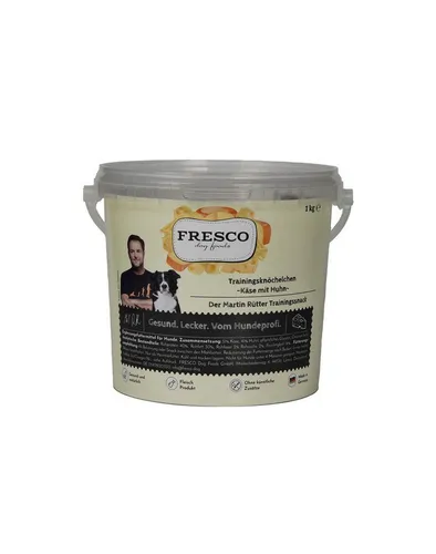 Fresco Dog Martin Rütter Trainingsknöchelchen Huhn mit Käse 1kg, Snack für: Hunde, Getreidefrei, zuckerfrei & 100% natürliche Zutaten