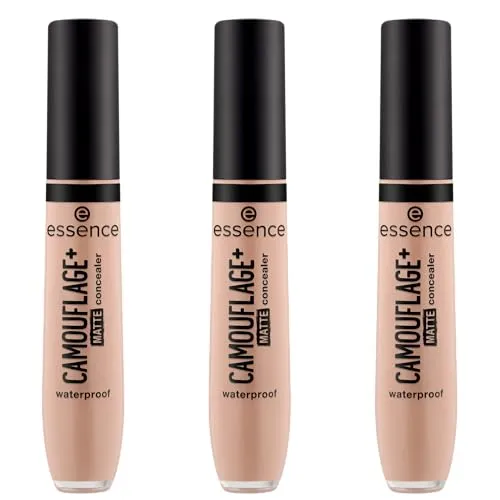 essence CAMOUFLAGE+ MATTE concealer, Nr. 90, Braun, langanhaltend, mattierend, abdeckend, matt, vegan, ölfrei, ohne Parabene, ohne Mikroplastikpartikel, 3er Pack (3x8ml)