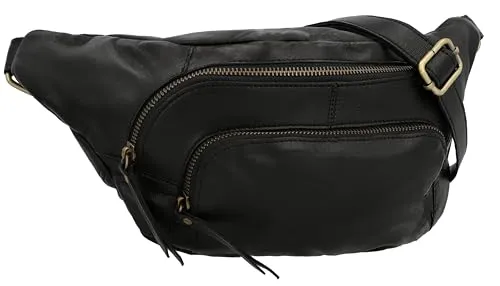 Gusti Gürteltasche Leder Sverre – Vintage Bauchtasche für Damen & Herren - Gürteltasche aus echtem Büffelleder im Retro-Look, ideal für Festivals und Reisen – mit 3 Fächern für alles Wichtige und verstellbarem Ledergurt für maximalen Tragekomfort.