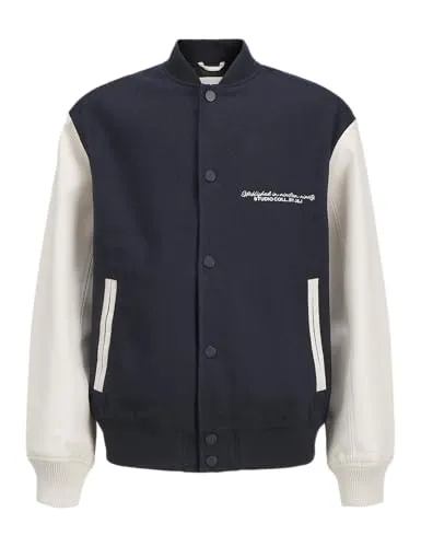 JACK & JONES JUNIOR Jjross College Bomber Jnr - Sky Captain - Stylische Bomberjacke für Teenager von Jack & Jones Junior, ideal für lässige Outfits und Freizeitaktivitäten.