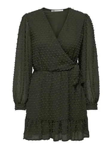 ONLY Onltiva L/S Dobby Fake Wrap Dress WVN - Freizeitkleid für Damen, stilvolles Wickelkleid mit langem Arm, ideal für lässige Anlässe und den perfekten Look.