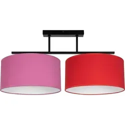 Moderne Deckenlampe Metall Stoff E27 in Schwarz Rosa Rot, 2-flammig - Lampen mit dekorativen Stoffschirmen für eine gemütliche, blendfreie Beleuchtung in Wohnzimmer, Schlafzimmer und Flur. Individuelle Helligkeit und Lichtfarbe durch freie Leuchtmittelwahl.