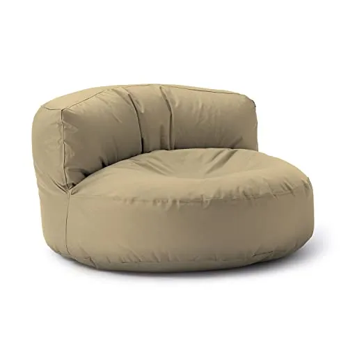 Lumaland Sitzsack Lounge Beige | Wasserabweisend & Robust - Sitzsäcke für drinnen und draußen: Der bequeme Sitzsack Lounge mit Rückenlehne ist wasserabweisend, robust und bietet dank anpassungsfähiger EPS-Füllung optimalen Komfort für entspannte Stunden.
