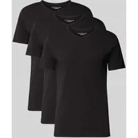 Tommy Hilfiger T-Shirt mit abgerundetem V-Ausschnitt im 3er-Pack in Black, Größe S