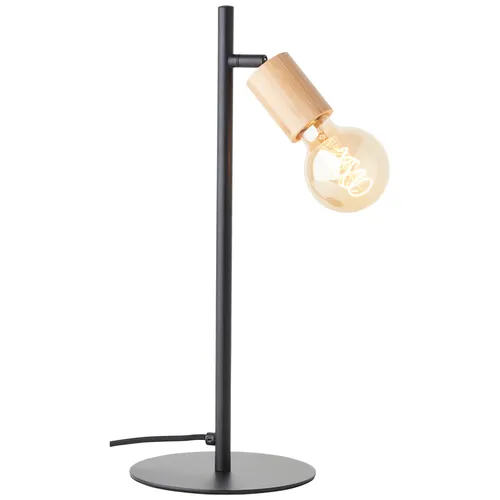 Tischleuchte Lampe 45cm in schwarz matt/natur - Elegante Tischleuchte aus Metall und Bambus, ideal für Wohnzimmer und Arbeitszimmer. Mit praktischem Schalter und modernem Nature-Stil für ein gemütliches Ambiente.