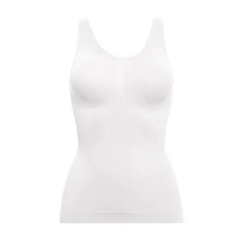 creamy fabrics Damen Figurformendes Shapewear Tanktop – Shaping Unterhemd mit starker Kompression für Bauch & Taille – Nahtloses Unterzieh-Top für glatte Silhouette & hohen Komfort – Weiß XS