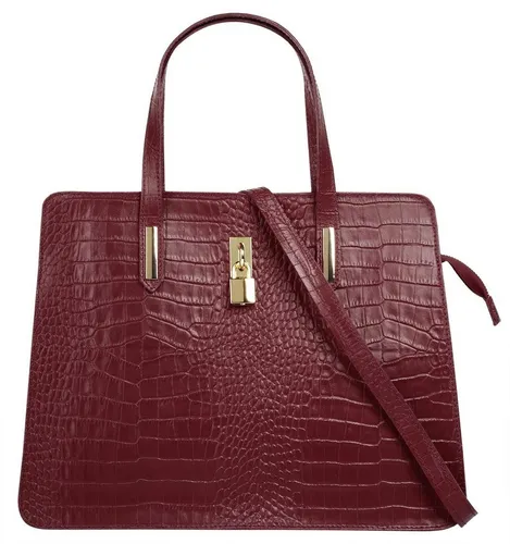 Cluty Handtasche Echt Leder Damen | Elegante Umhängetasche im Kroko-Design - Damenhandtasche aus echtem Leder, Made in Italy, mit praktischen Fächern und Smartphonefach - ideal für Büro und Abendveranstaltungen.