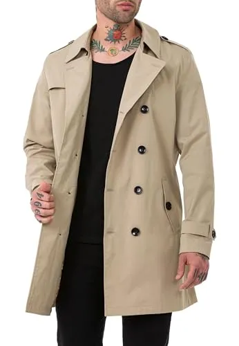 Redbridge Trenchcoat Beige XL - Herren-Mantel mit zeitlosem Doppelreiher-Design, wasserabweisend und gefüttert für optimalen Tragekomfort. Verstellbarer Taillengürtel für individuelle Passform – ideal für jede Jahreszeit.