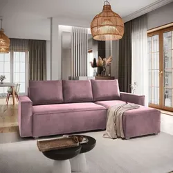 Masseno Ecksofa SILES mit Schlaffunktion L-Form in lila von Masseno