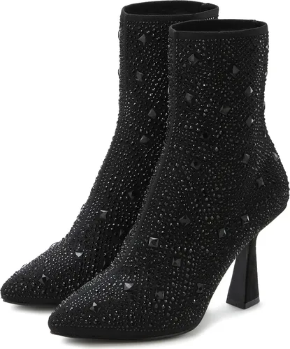 LASCANA High-Heel-Stiefelette schwarz Größe 38 - Wanderschuhe: VEGANE Stiefelette mit 9 cm Absatzhöhe, aus hochwertigem Textil und Kunstleder, perfekt für stilvolle Abenteuer.