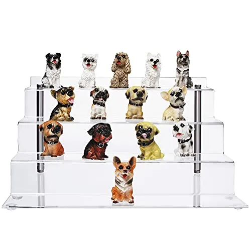 CECOLIC Acryl Display Ständer, 4-Stufen Transparente Riser Regal für Pop Figuren, Cupcakes, Desserts, Nagellack, Gewürze